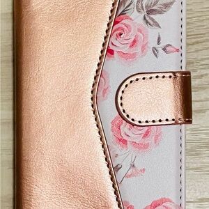 Rose Gold Floral Wallet Case NWT